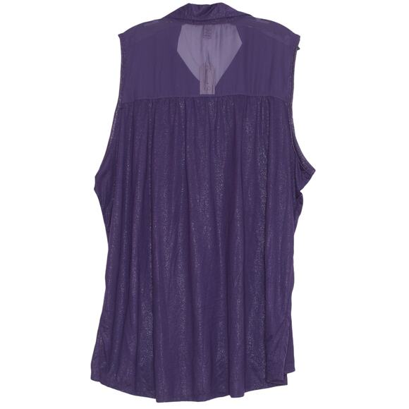 NWT French Laundry Womens Tank Top Button Up Metallic Collared Purple 22/24 GE - Picture 2 of 5